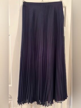 Special Moments Navy Pleated Maxi Skirt - Classic Women's Skirt